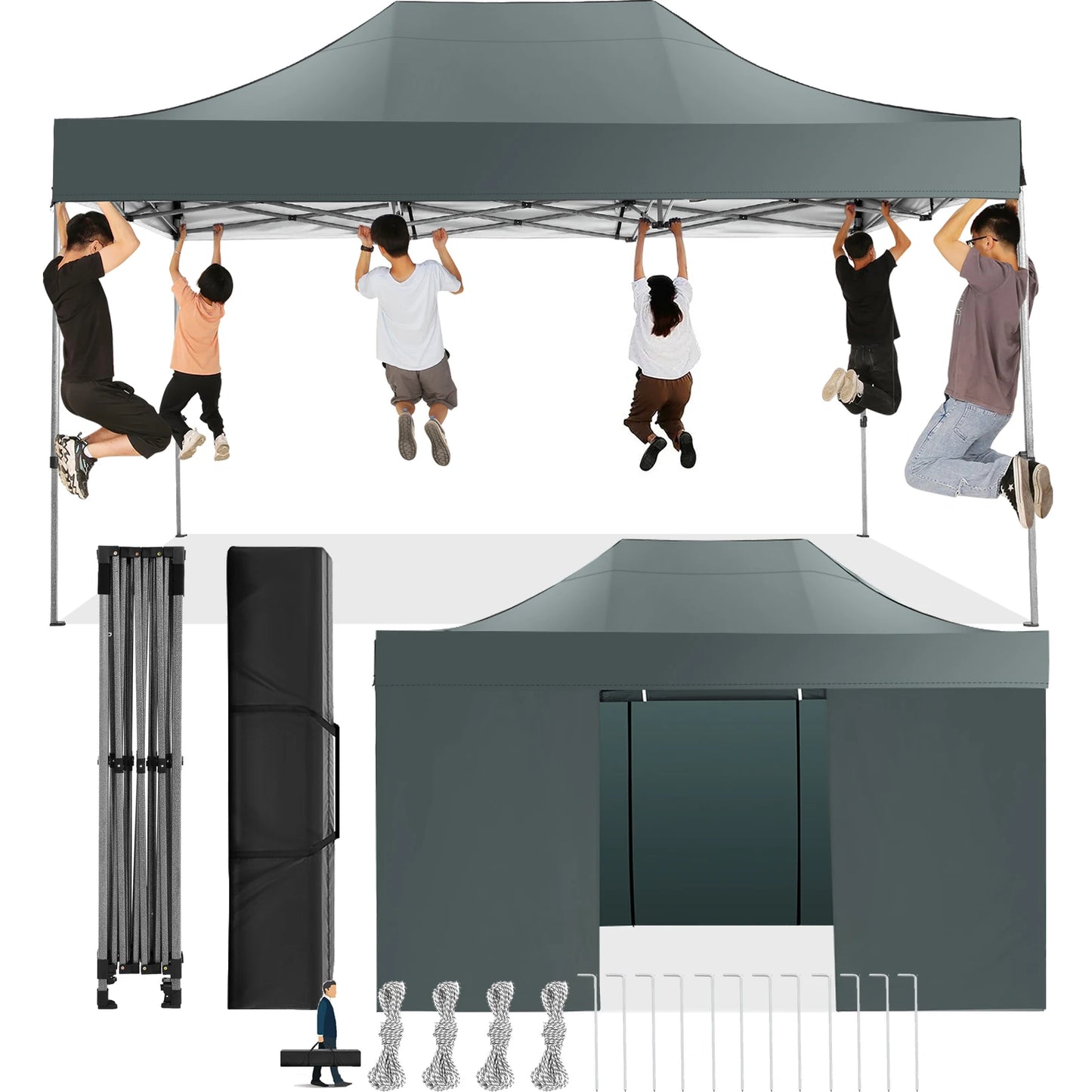 Heavy Duty 10x15 Canopy Tent with 4 Removable Walls Waterproof Commercial Outdoor Shelter, UPF 50+ Protection for Events,