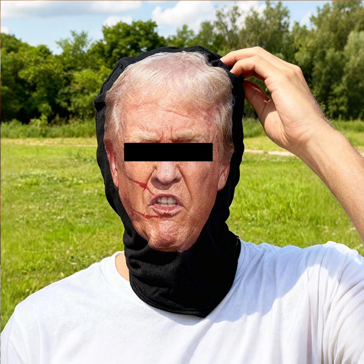 1pcs Funny 3D Printed Full Face Mask with Hair & Expressions, Breathable Mesh Headgear for Halloween & Cosplay, Role Play Costume with Windproof Polyester Fabric for Men & Women, Funny Face Mask, Christmas Party Headwear, Cos