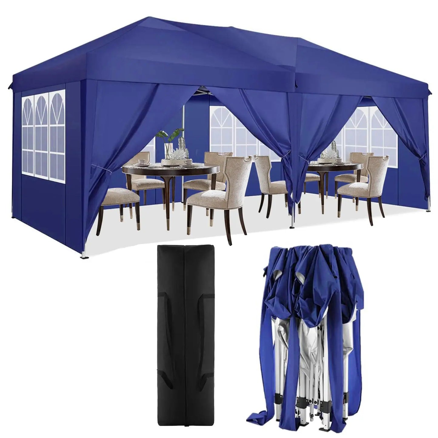 Canopy 10x20 Pop Up Canopy Tent with 6 Sidewalls Easy Pop Up Tent 10x20 Waterproof Commercial Instant Shelter UPF 50+ Portable