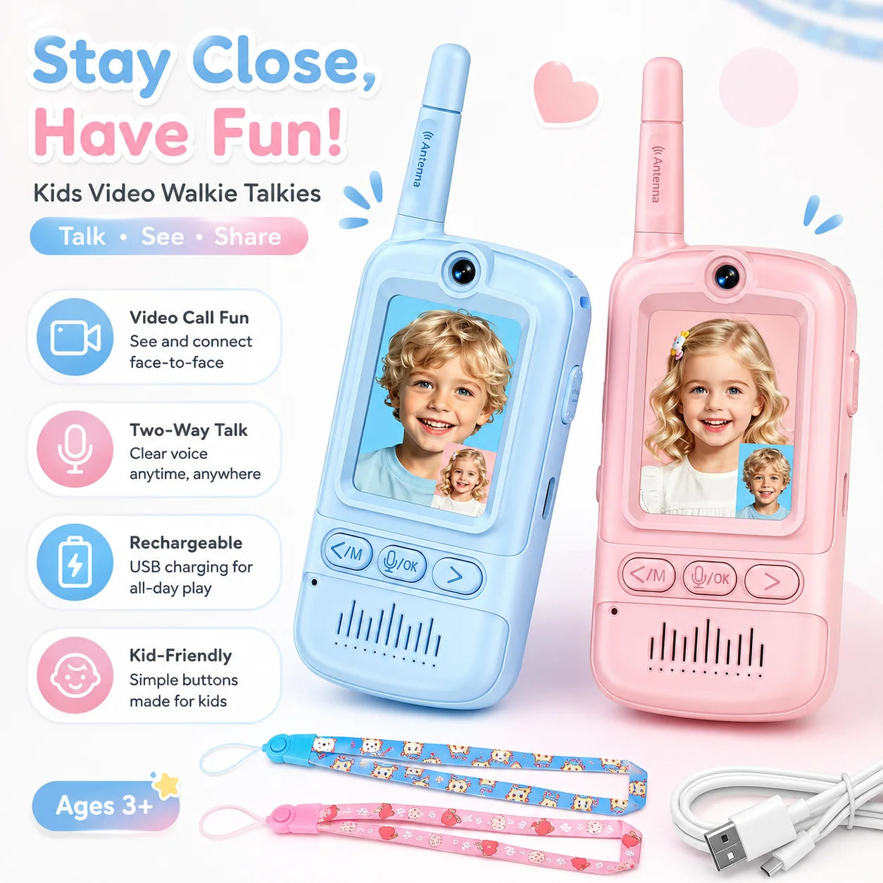 Child‑Friendly Visual Conversation Play Set, Portable Rechargeable Kids Interactive Communication Toy, Screen‑Supported Play Gadget for Playdate & Children’s Themed Party Present