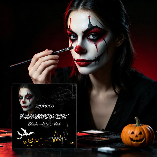 1 Set Halloween Face Makeup Paint Set Vibrant Color Display Long Lasting Wear Sweatproof Safe Formula Creative Body & Face Painting Kit for Halloween, Party, Cosplay Stage