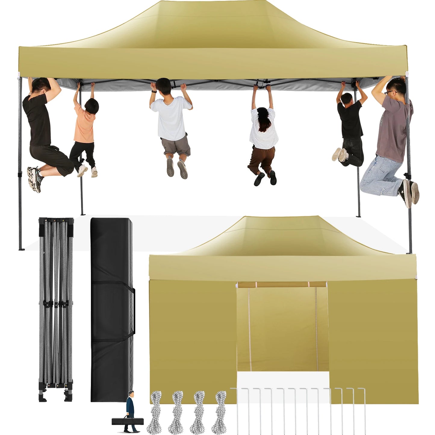 Heavy Duty 10x15 Canopy Tent with 4 Removable Walls Waterproof Commercial Outdoor Shelter, UPF 50+ Protection for Events,