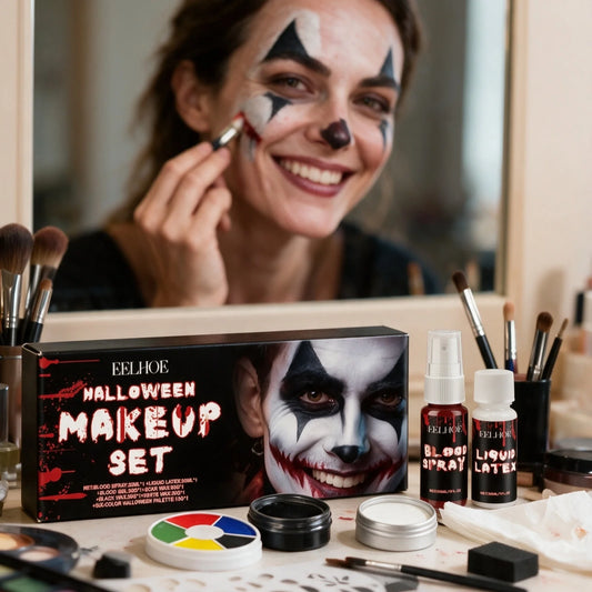EELHOE Halloween Makeup Set Face Painting Long Lasting Makeup Products Waterproof Natural Effect Events Blendable Colors Palette