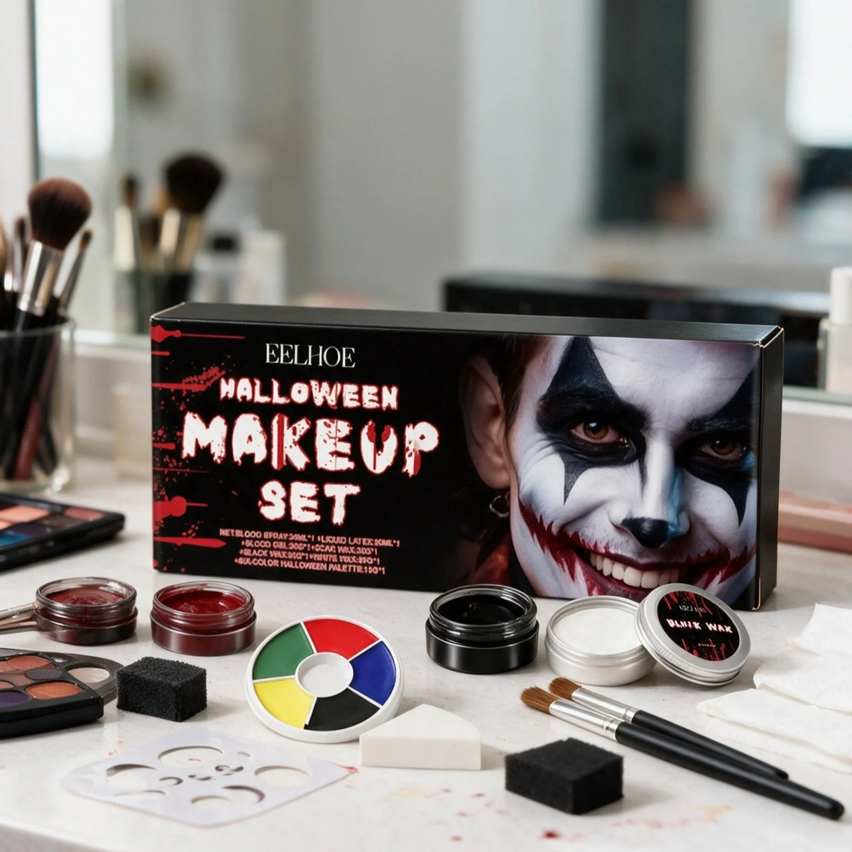 EELHOE Halloween Makeup Set Face Painting Long Lasting Makeup Products Waterproof Natural Effect Events Blendable Colors Palette