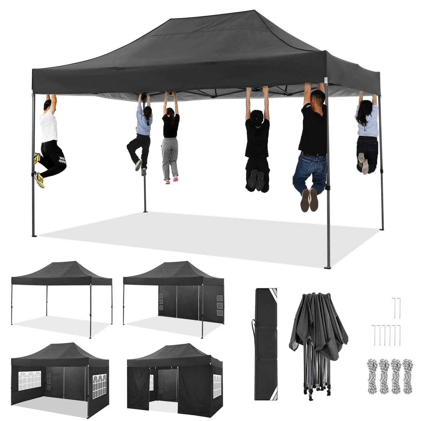 Heavy Duty 10x15 Canopy Tent with 4 Removable Walls Waterproof Commercial Outdoor Shelter, UPF 50+ Protection for Events,