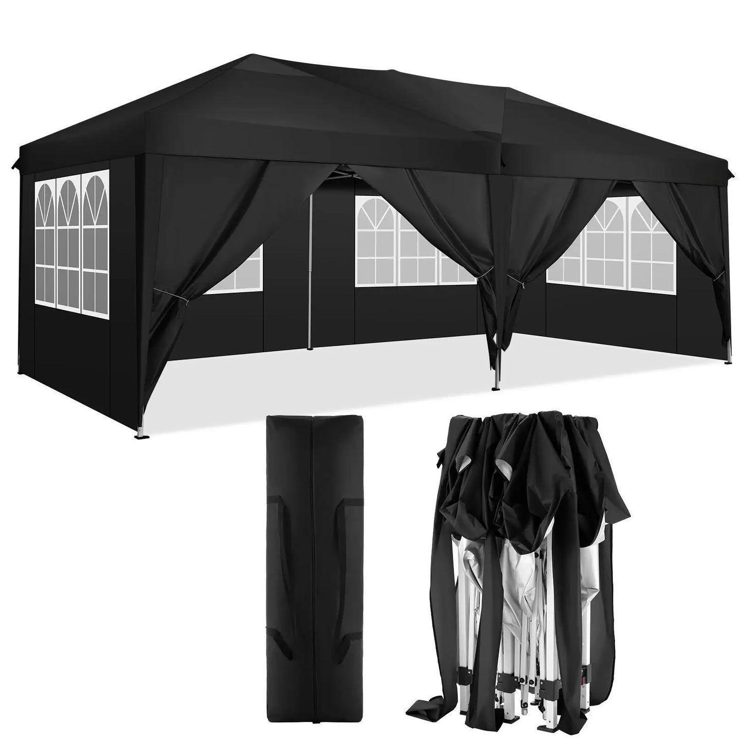 Canopy 10x20 Pop Up Canopy Tent with 6 Sidewalls Easy Pop Up Tent 10x20 Waterproof Commercial Instant Shelter UPF 50+ Portable