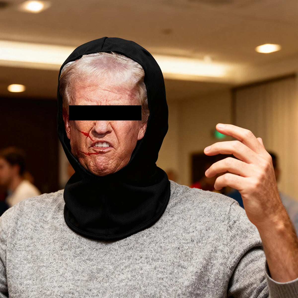 1pcs Funny 3D Printed Full Face Mask with Hair & Expressions, Breathable Mesh Headgear for Halloween & Cosplay, Role Play Costume with Windproof Polyester Fabric for Men & Women, Funny Face Mask, Christmas Party Headwear, Cos