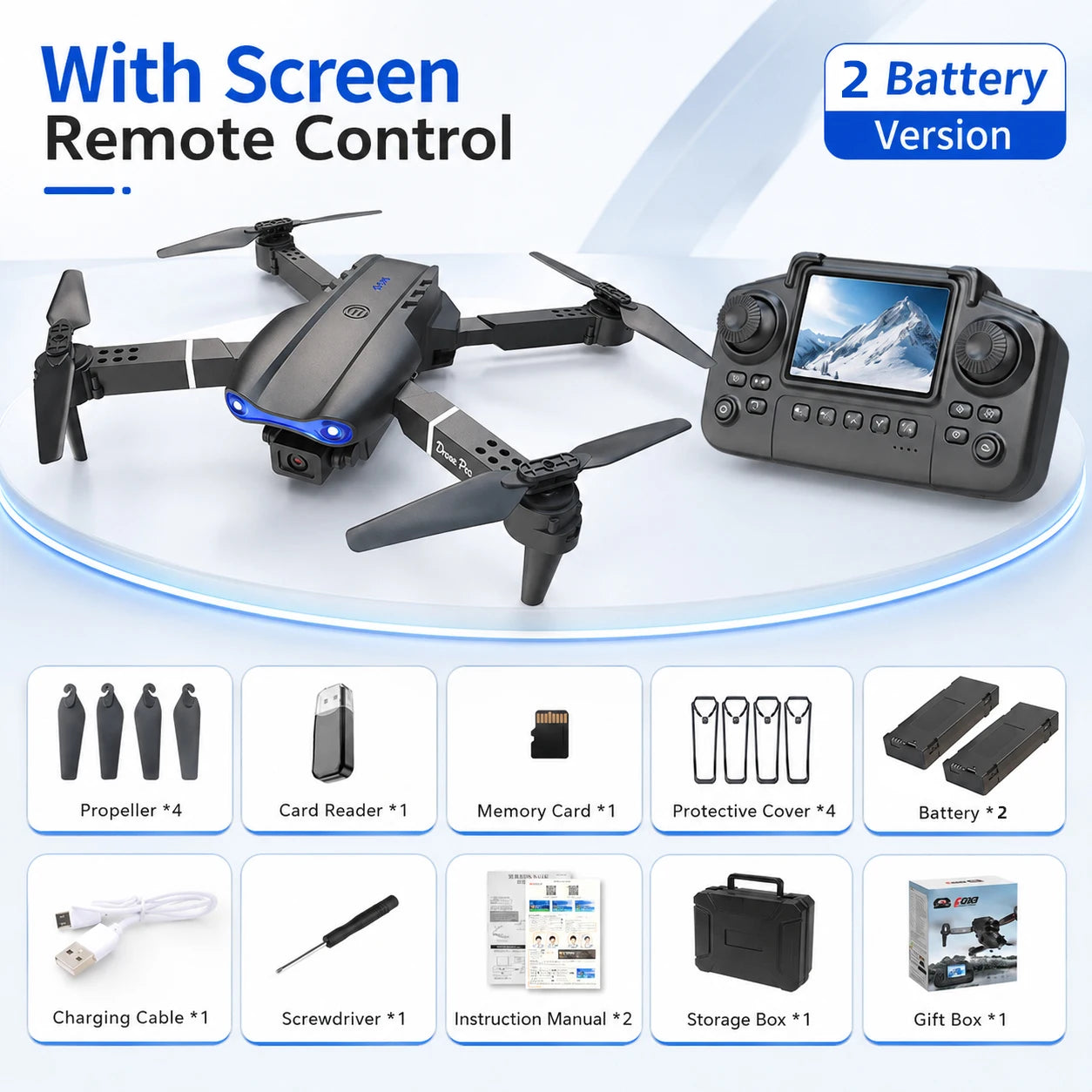 ZNLYRION 4K RC Drone with Screen Remote Control  Dual Camera Optical Flow Positioning Obstacle Avoidance Foldable FPV WIFI APP Control One Key Return 360° Flip Quadcopter Toy for Beginners
