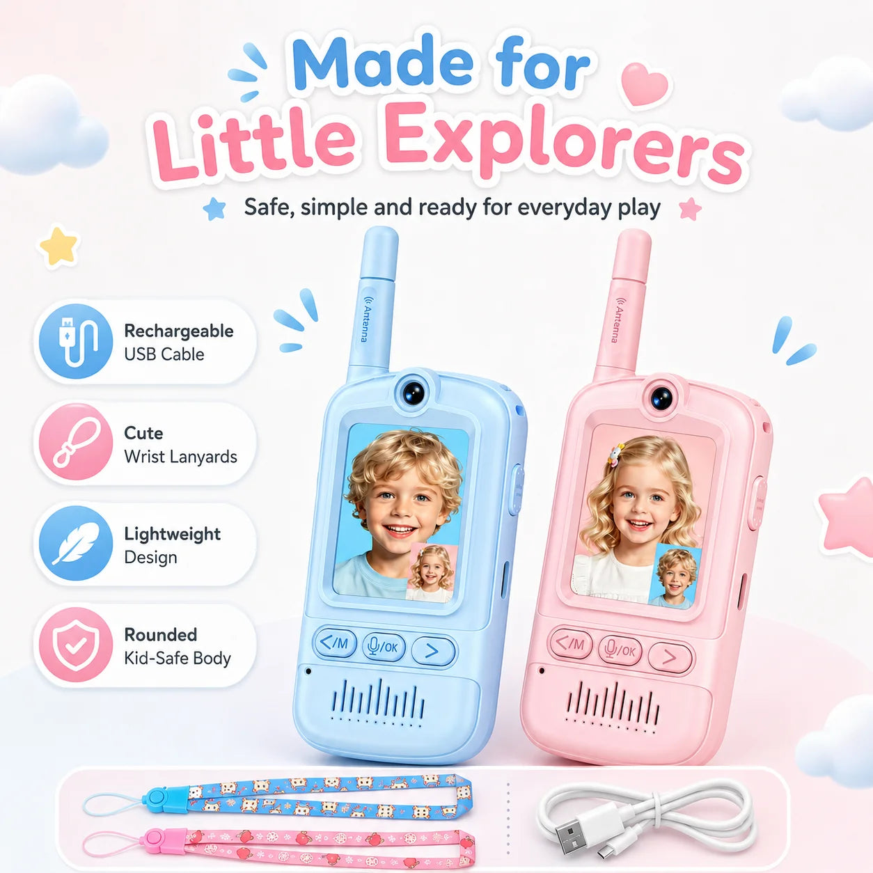 Child‑Friendly Visual Conversation Play Set, Portable Rechargeable Kids Interactive Communication Toy, Screen‑Supported Play Gadget for Playdate & Children’s Themed Party Present