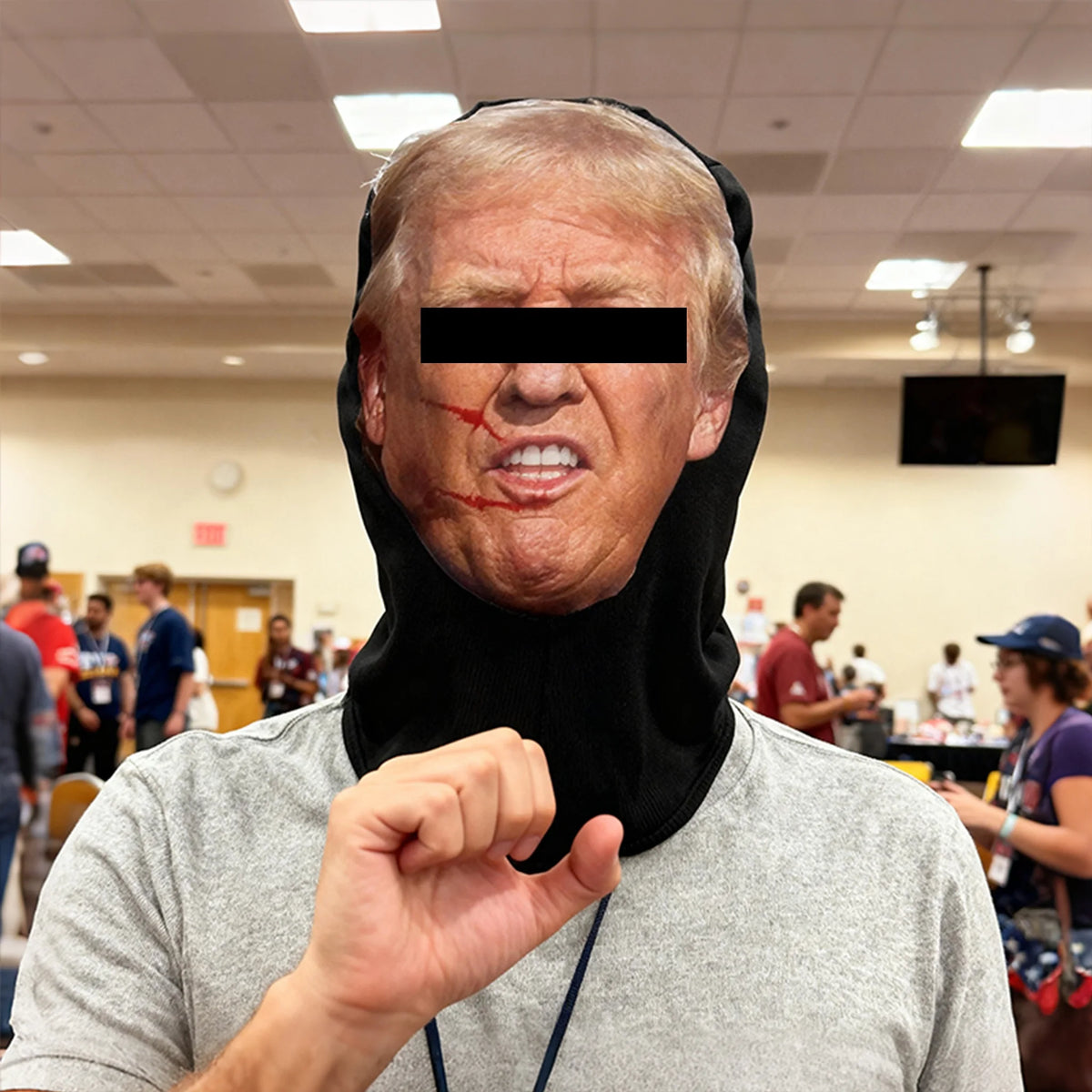 1pcs Funny 3D Printed Full Face Mask with Hair & Expressions, Breathable Mesh Headgear for Halloween & Cosplay, Role Play Costume with Windproof Polyester Fabric for Men & Women, Funny Face Mask, Christmas Party Headwear, Cos