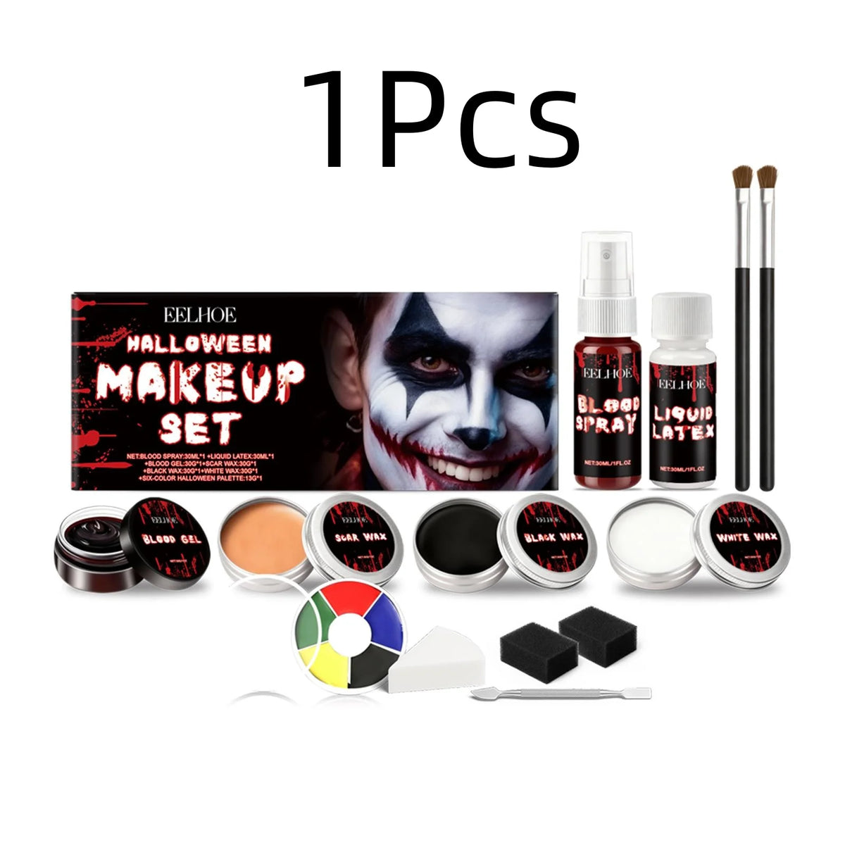 EELHOE Halloween Makeup Set Face Painting Long Lasting Makeup Products Waterproof Natural Effect Events Blendable Colors Palette