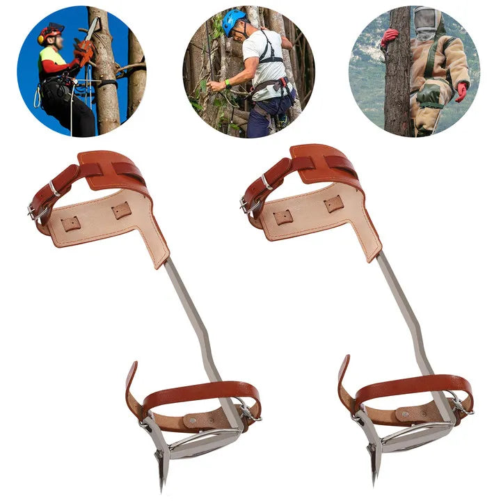 Climbing Pitons Tree Climbing Gear Kit W/ Safety Harness Rope Gloves Stainless Steel Double Claw Ascending Tools for Outdoor