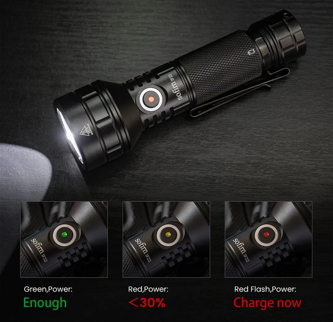 SOFIRN IF22A TIR Optics 2100lm LED Flashlight Rechargeable 21700 USB C Powerful EDC Light Torch Outdoor Lantern for Fish