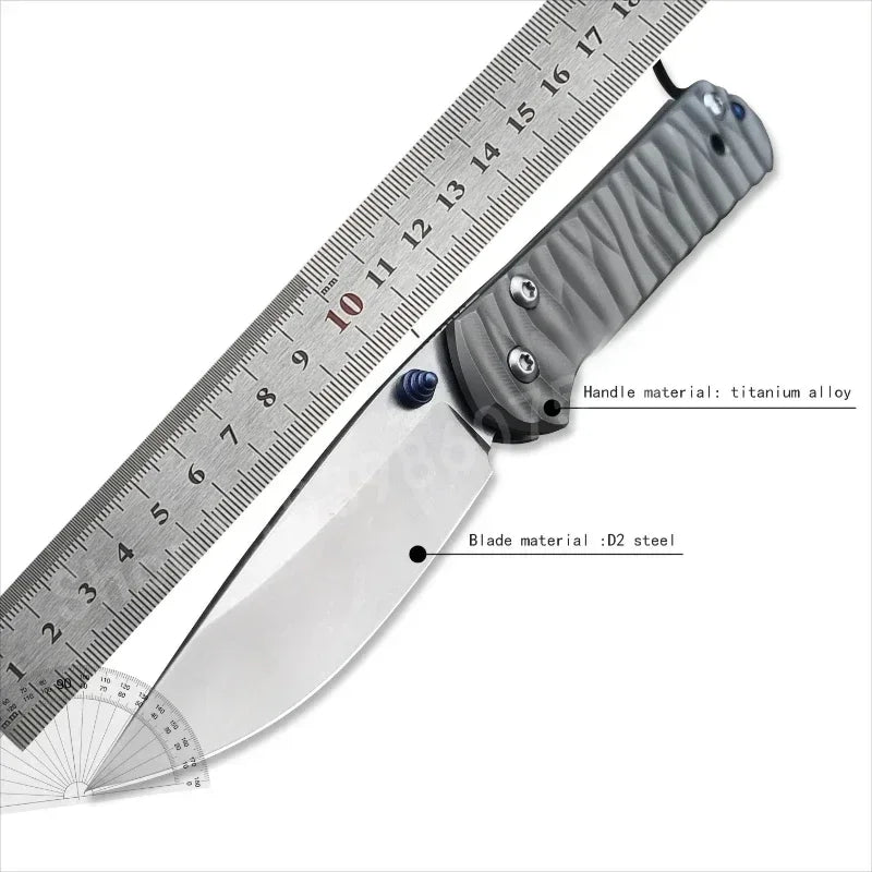 Titanium Alloy Folding Knife Hardened D2 Steel Blade Vehicle Window Breaker Rescue Tool Hiking Equipment Field Survival Knife
