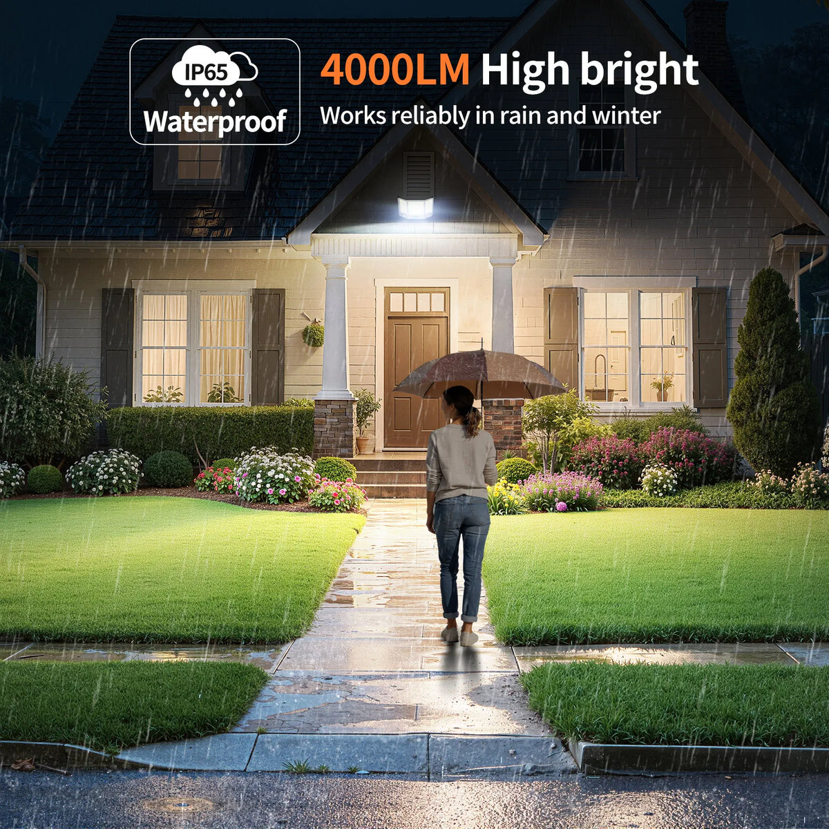 Intelamp Long Battery Life 20000mAh Solar Flood Lights Outdoor Super Larger Solar Panel 3 Motion Sensors For Garden Yard Garage