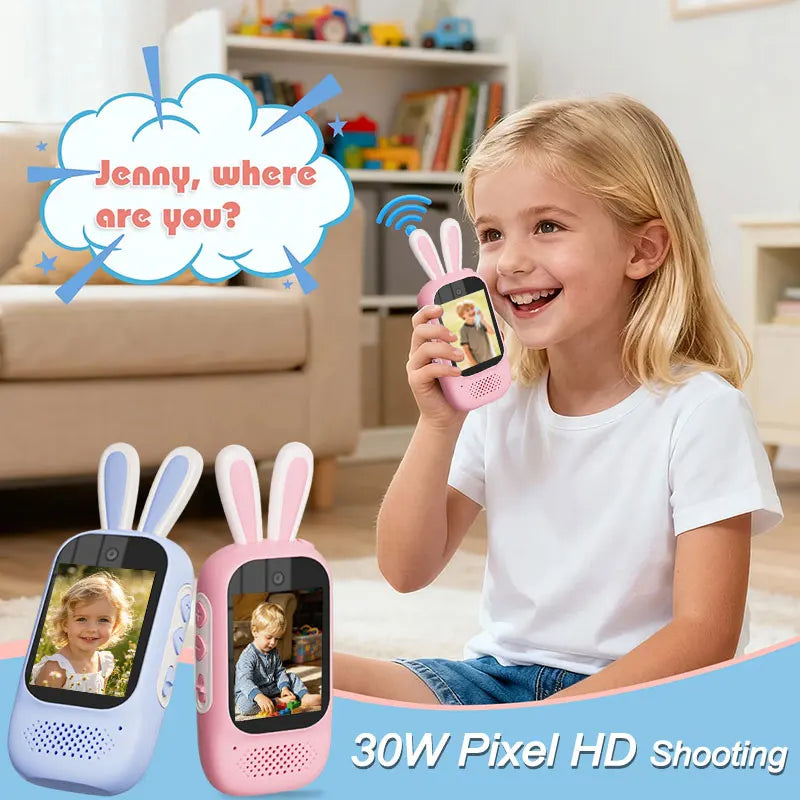 2Pcs Kids Video Walkie Talkie Rechargeable Indoor Outdoor Toys 2 Screen One-Click Call Essential Camping& Hiking Adventures gift