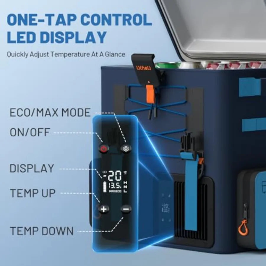 12V Car Refrigerator 20L Portable Electric Cooler with 2 U20 Batteries -468 Backpack Design for Camping Road Trips RV Boat Beach