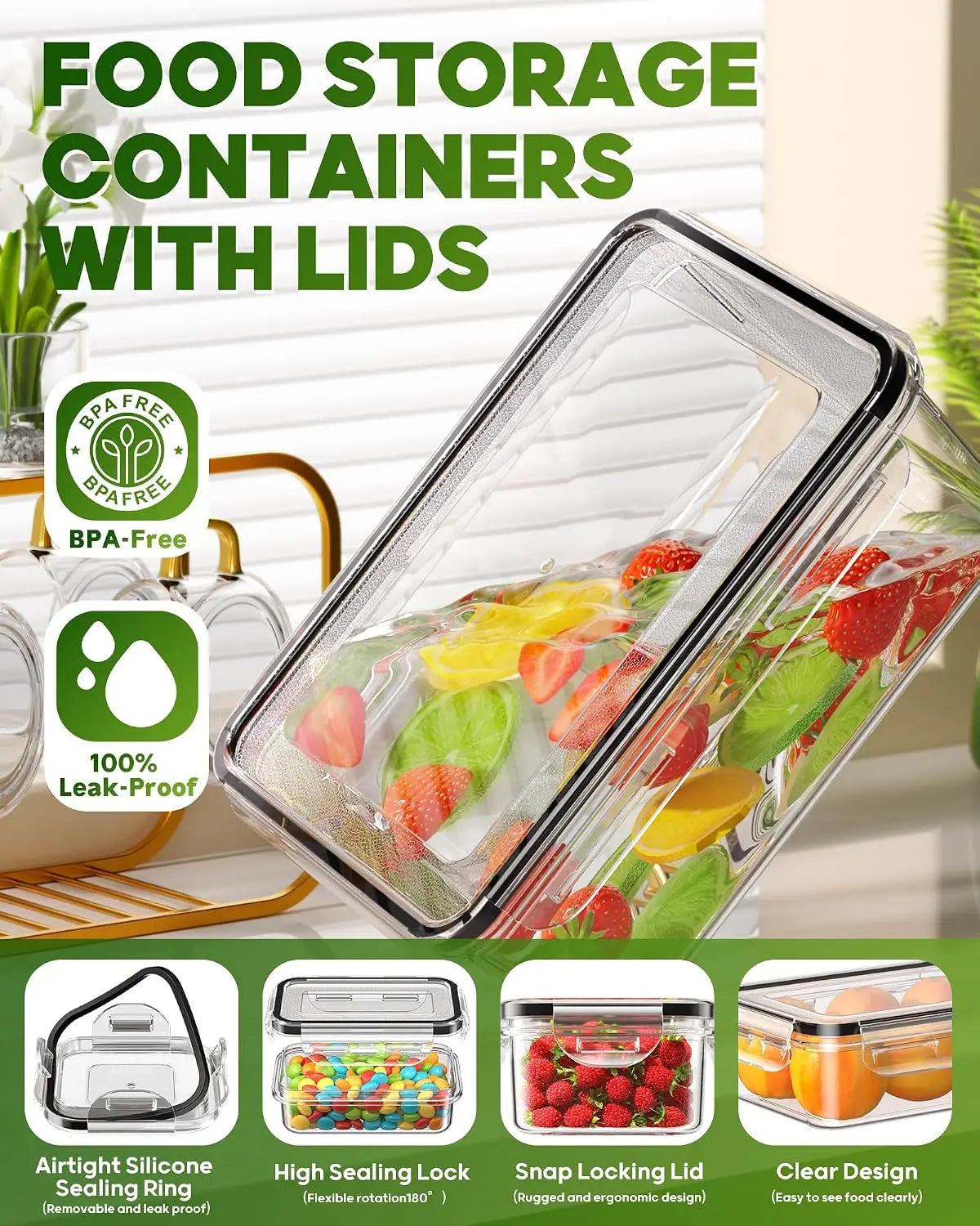 KEMETHY 70 PCS Food Storage Containers with Lids(35 Containers & 35 Lids), BPA-Free Plastic Food Containers for Kitchen Storage, Leak Proof, Reusable Meal Prep Containers with Labels & Pen