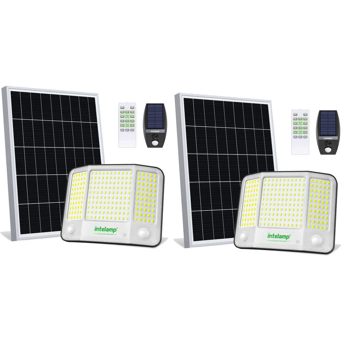 Intelamp Long Battery Life 20000mAh Solar Flood Lights Outdoor Super Larger Solar Panel 3 Motion Sensors For Garden Yard Garage