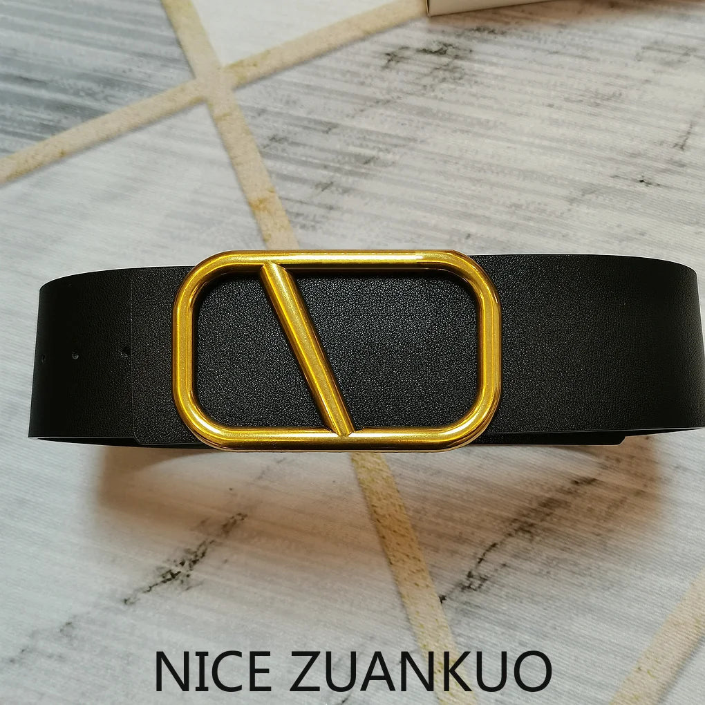 Women's Genuine Leather Belt, Luxurious Italian Women's Belt, 2026 New Style Fashionable V-shaped Jeans Belt, Ultra-wide Letter Logo Personalized Dress Belt, Slimming and Shaping Leather Belt, High-end Brand Belt.