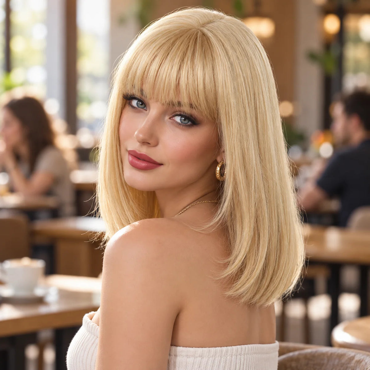 TopShe 14th Short Straight Wine Red Wig for Woman Synthetic Wig with Bangs Heat Resistant Fiber Straight Bob Wig for Woman Natural Looking Halloween WigCostume Party Cosplay Daily Wear Skin Friendly No Shedding No Tangles 170