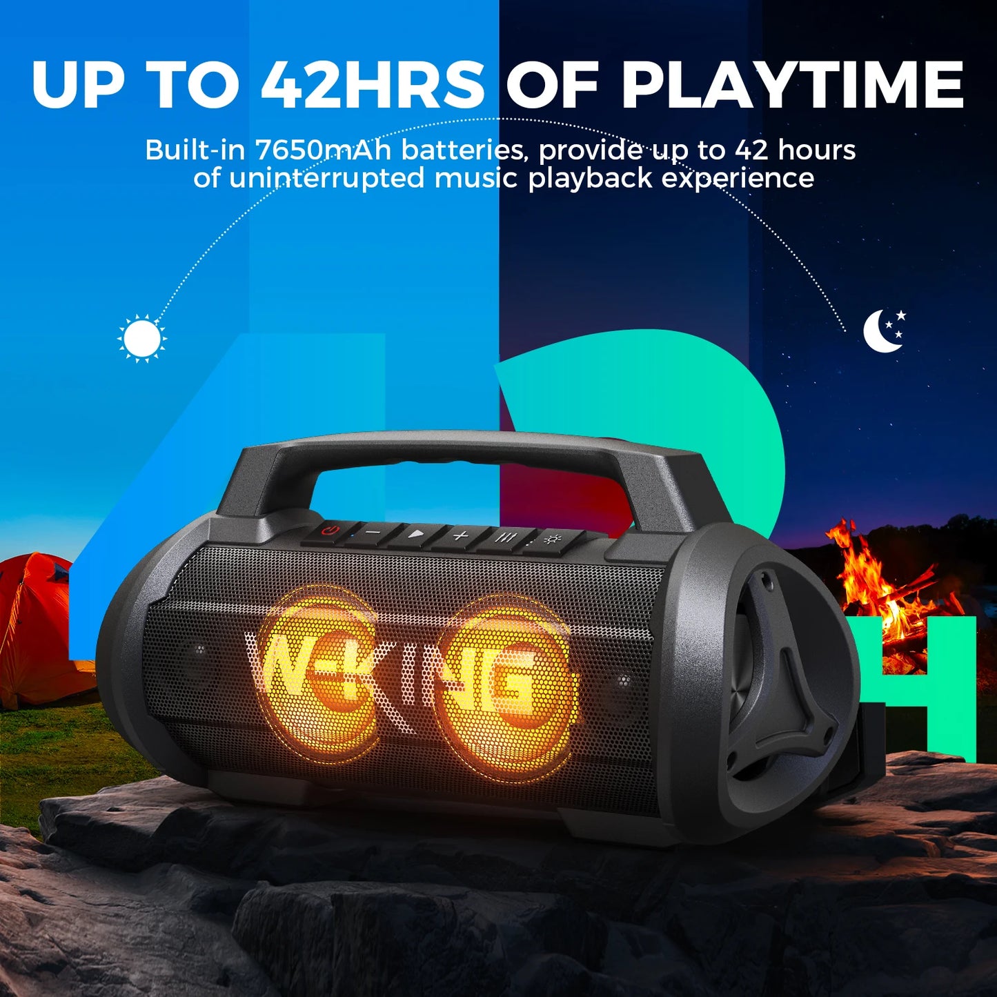 W-KING D10MIC 70W RMS Bluetooth Portable Speaker Wireless Loud IPX6 Waterproof Bluetooth Music Box with Subwoofer/Bass Boost