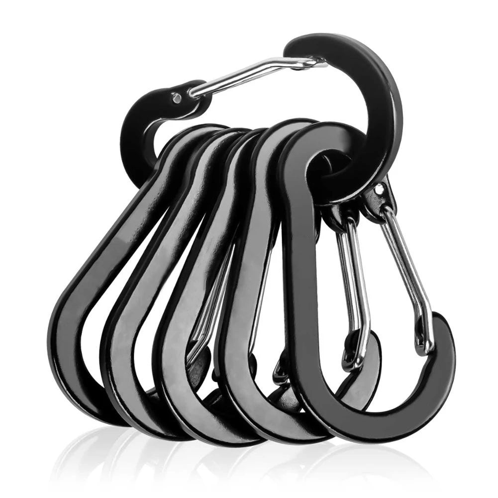 6Pcs Outdoor Carabiner Keychain D Shape Carabiner Spring Snap Clip Multifunctional Fishing Climbing Acessories