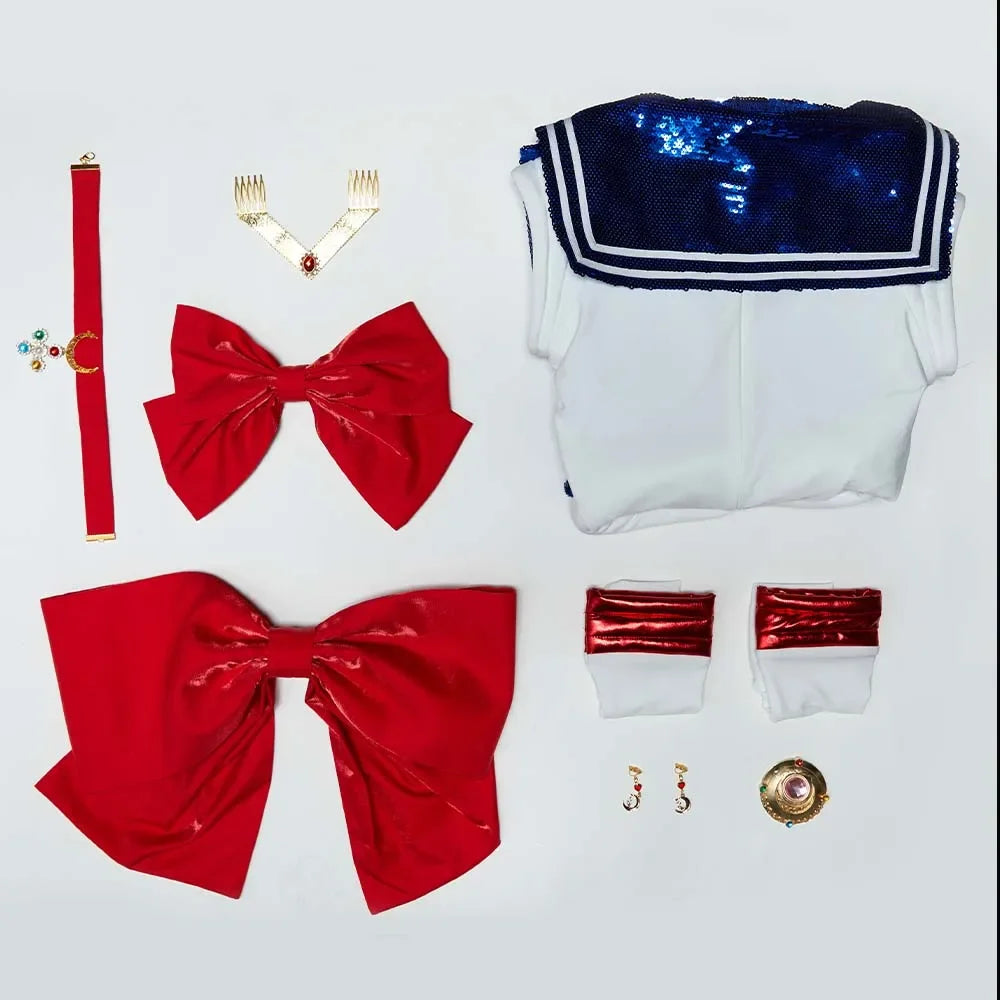 Miccostumes Women's Sailor Cosplay Costume with Gloves and Hair Accessories JK School Uniform Dress for Halloween Party