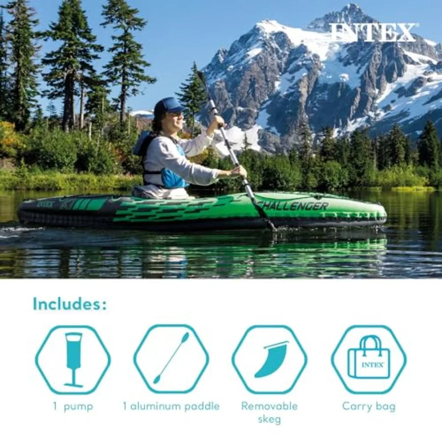 1 Person Durable Vinyl Streamline Sporty Inflatable Kayak with Inflatable Seat and Backrest Oar Pump Carrying Bag Repair Kit 2