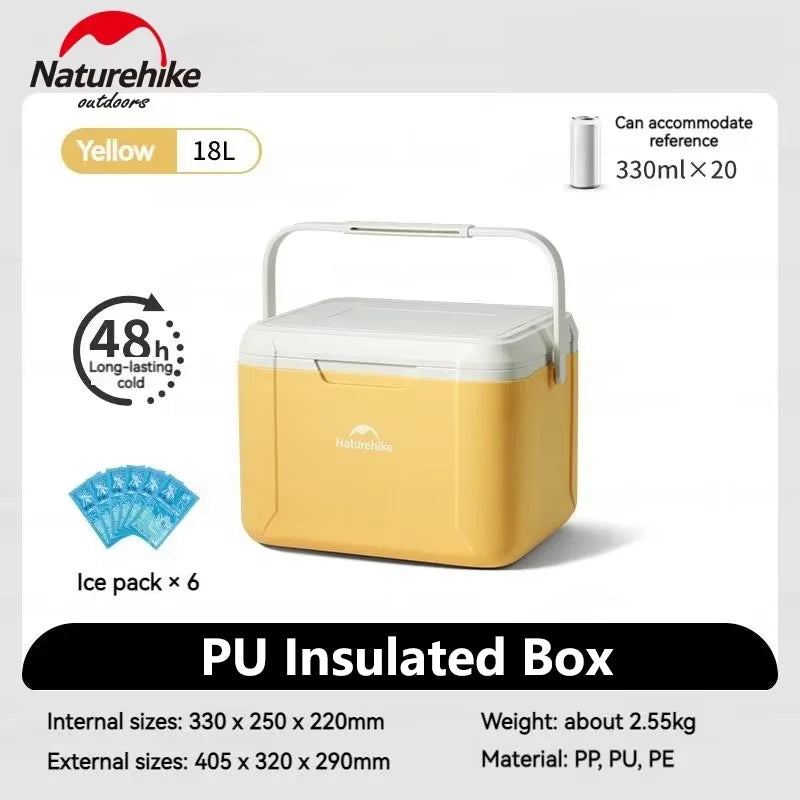 Naturehike 18L Cooler Box Portable Insulated Ice Chest Box Outdoor Picnic Food Cold Preservation Box Fishing Barbecue