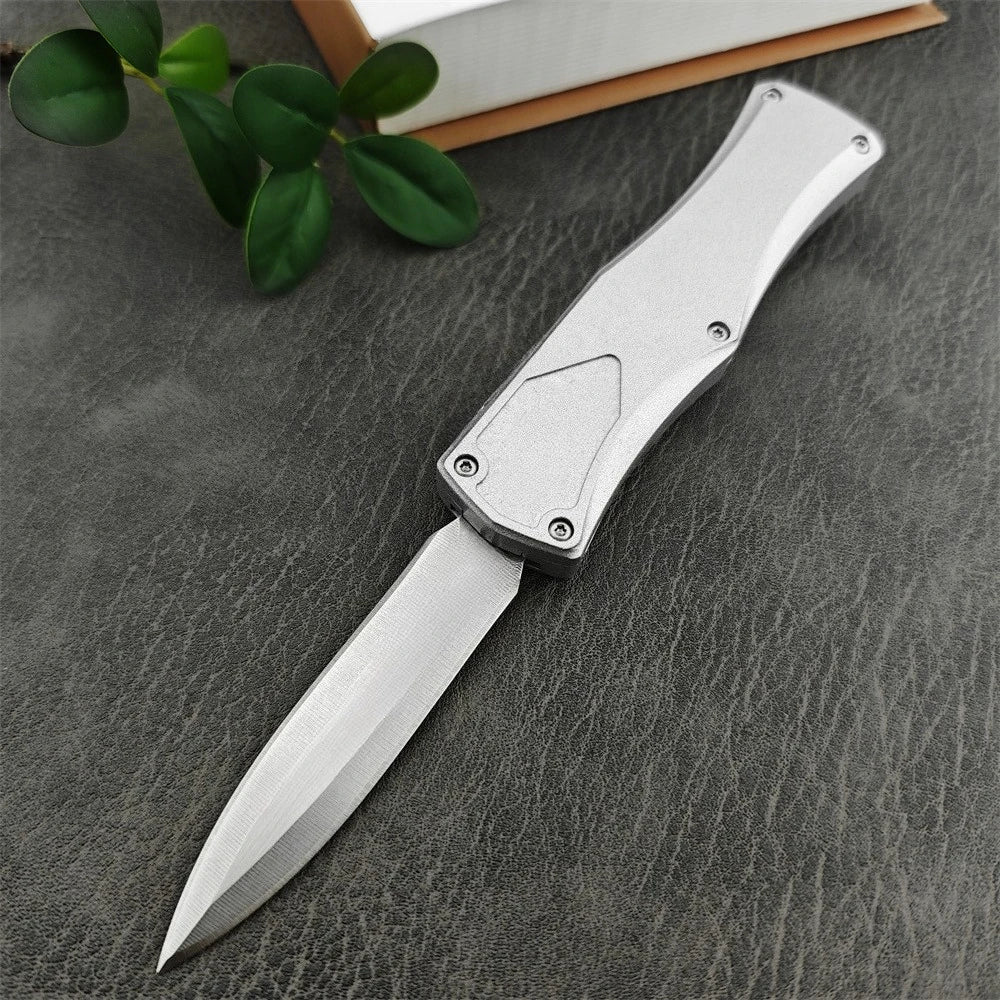 EDC Camping Survival Folding Knife 440C Blade Zinc Alloy Handle and Pocket Clip Outdoor Hunting Self-Defense Rescue Utility Tool