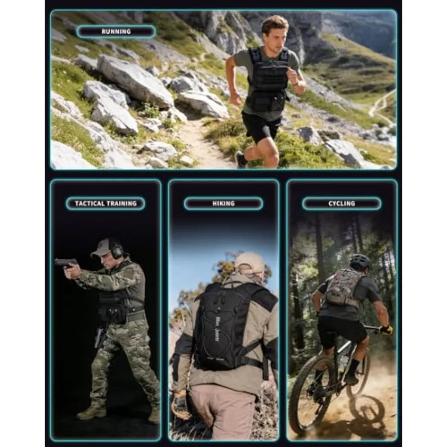 3-in-1 Running Vest with 2L Water Bladder Lightweight Tactical Hydration Backpack with Detachable Waist Pack Reflective Chest Piece