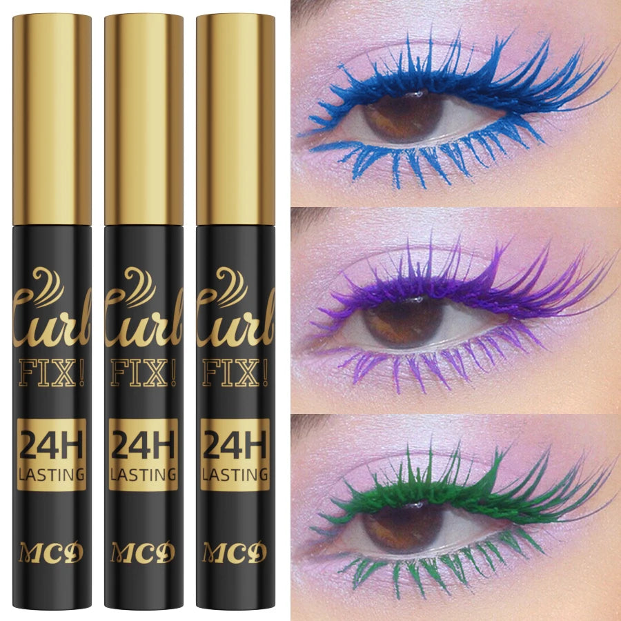 3pcs Colorful 3D Eye Blue Green Purple Mascara Waterproof Lengthens Eyelashes Extension Silk Fiber Mascare Eye Makeup for Women Cosmetic Korean Makeup Gifts Eye Beauty