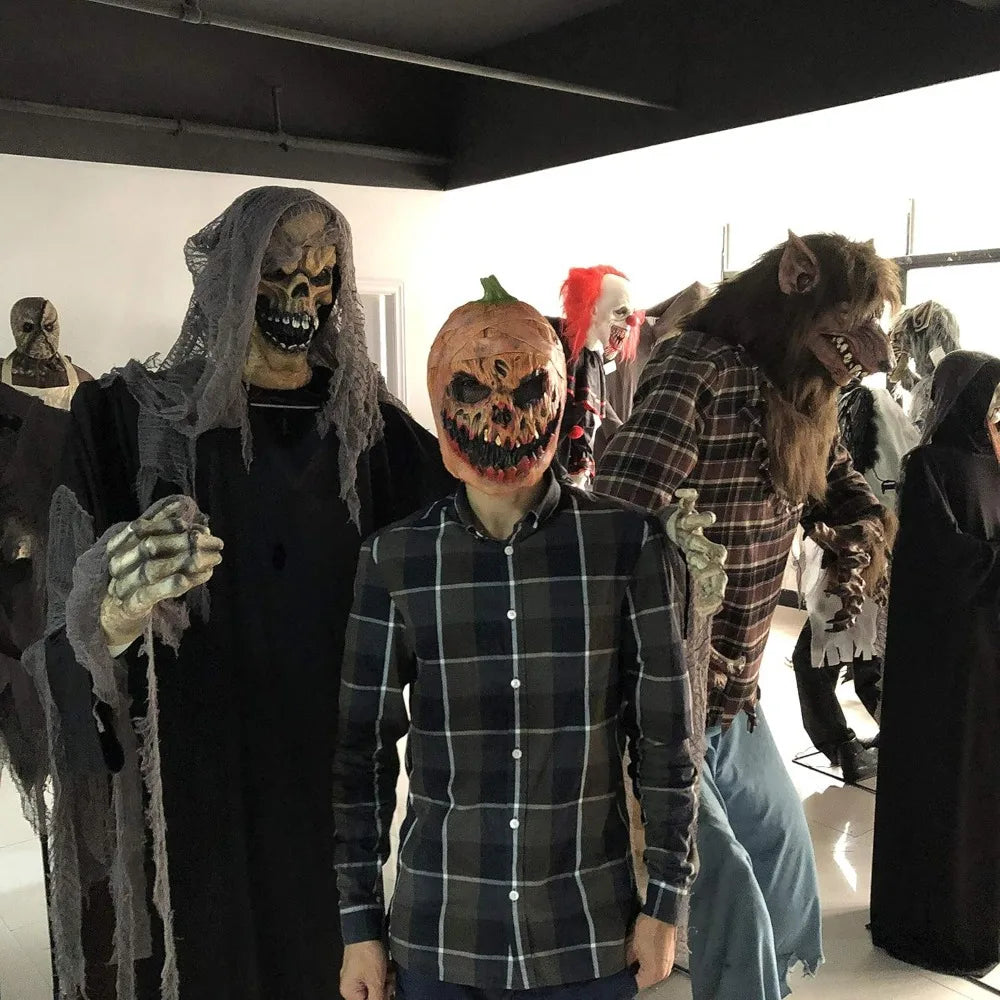 2026 Latest Halloween Decor Latex Pumpkin Head Mask