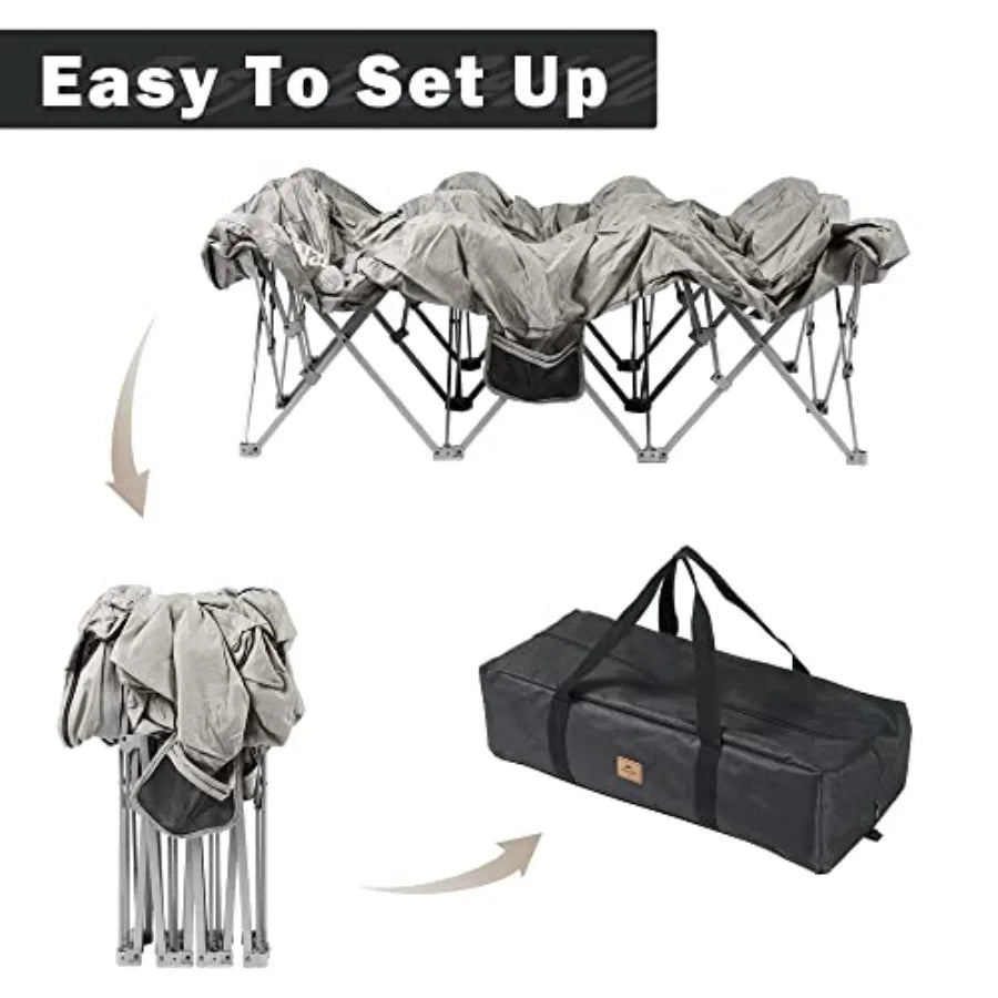CosyWild 2 Person Camping Cot Frame Only Air Mattress Not Included Folding Full Size Camping Bed Frame with Side Pocket and Car