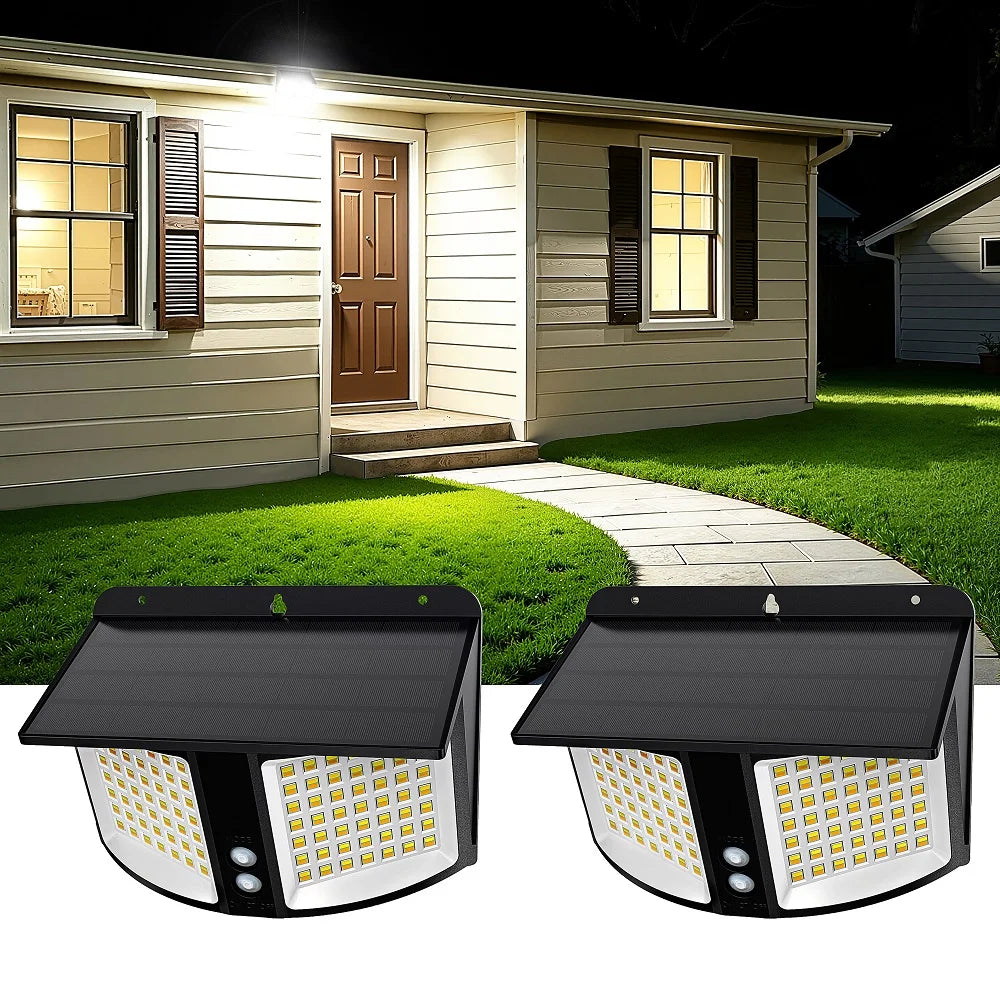 intelamp Long Battery Life 4000mAh Outdoor Solar Floodlight 3 Color Modes With Radar Detection For Garden Terrace Courtyard