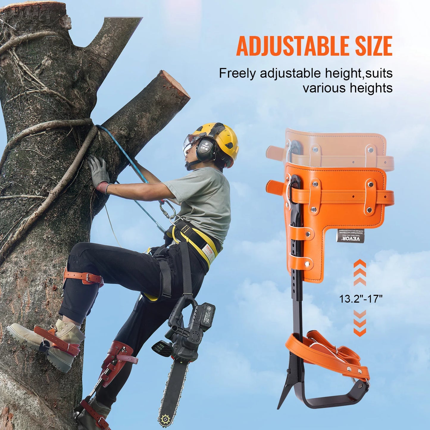 Tree Climbing Spikes Steel Climbing Spurs 350lbs Load Capacity Tree Climbing Gear with Straps and Spike Protectors