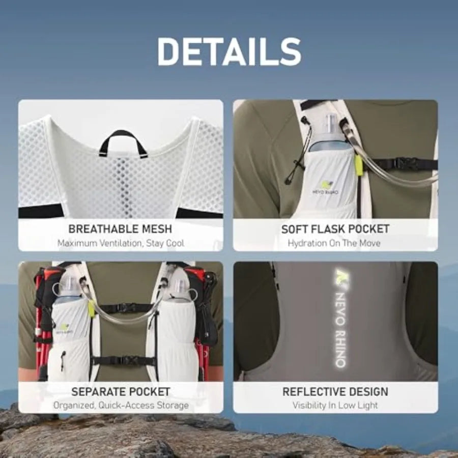 Running Vest for Women Men Hydration Backpack with 2 TPU 500ML Soft Flask Lightweight Breathable Running Hydration Vest for Tri