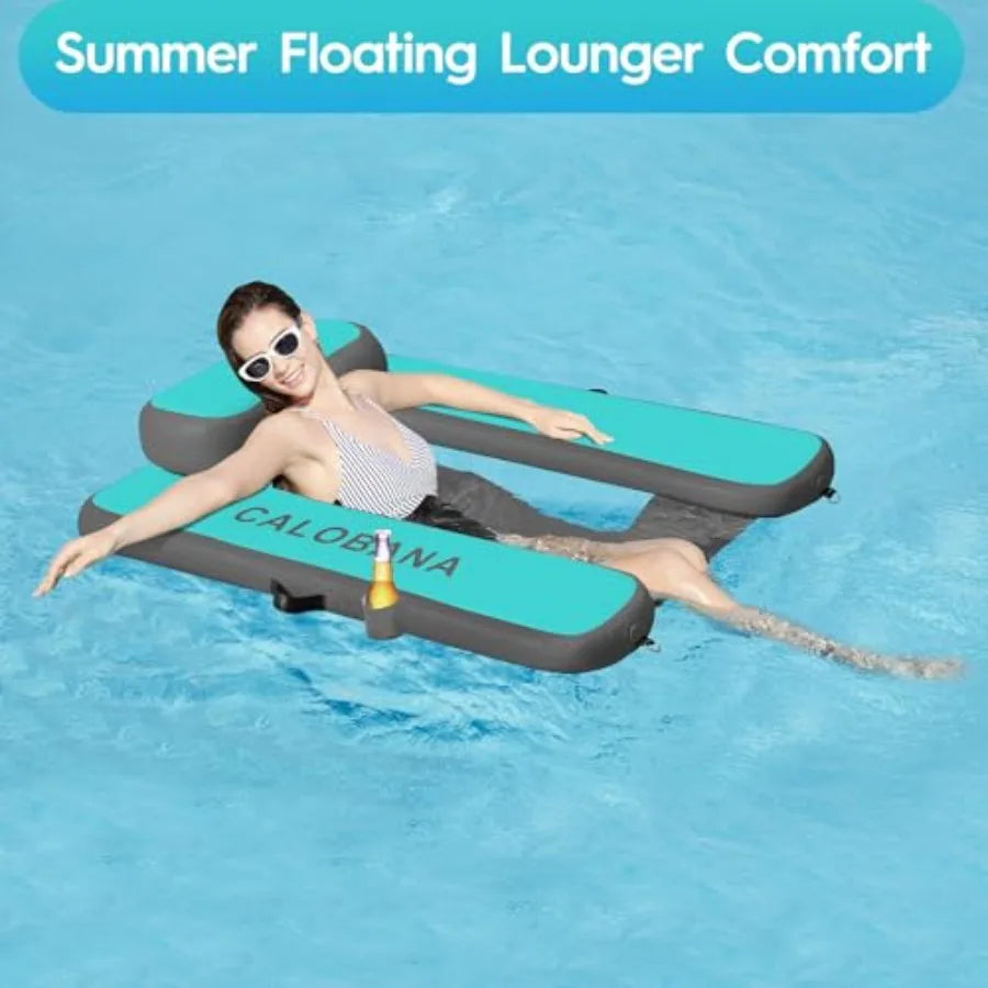 Heavy Duty Inflatable Floating Chair for Adults Portable Pool Float Lounger in Blue Durable and Comfortable for Swimming Pool L