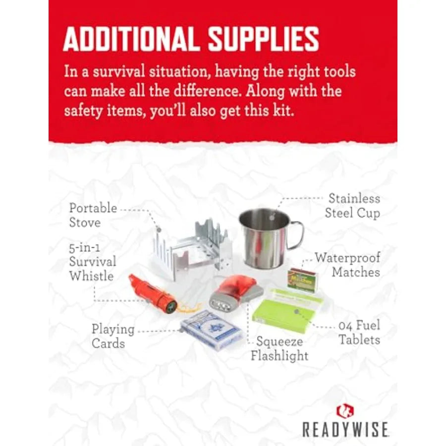 Emergency Survival Gear Tactical Military Backpack Camping Essentials Bug Out Bag with 25-Year Shelf Life Meal Pouches 64-Piece