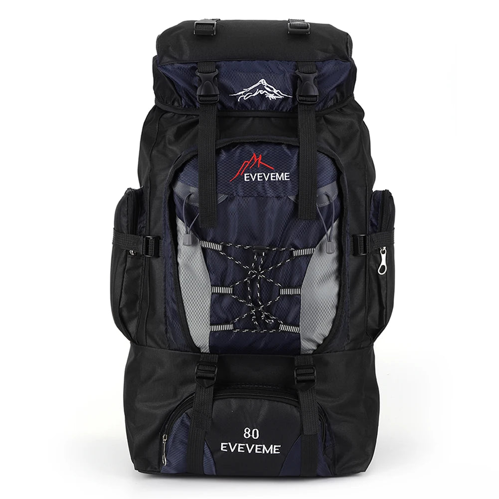 Waterproof 80L Large Capacity Mountain Climbing Backpack Canvas Trekking Camping Fishing Hiking Adjustable Strap OutdoorRucksack