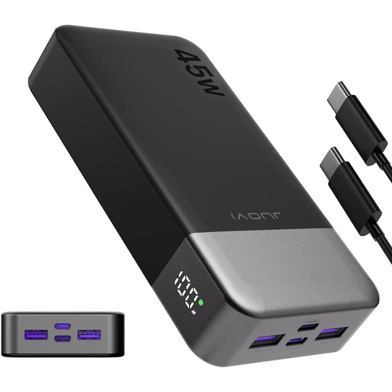 JUOVI Power Bank 20000Mah 45W Fast Charging with LED Display Portable Phone Charger USB C Power Bank for iPhone 17 16 15 14 13