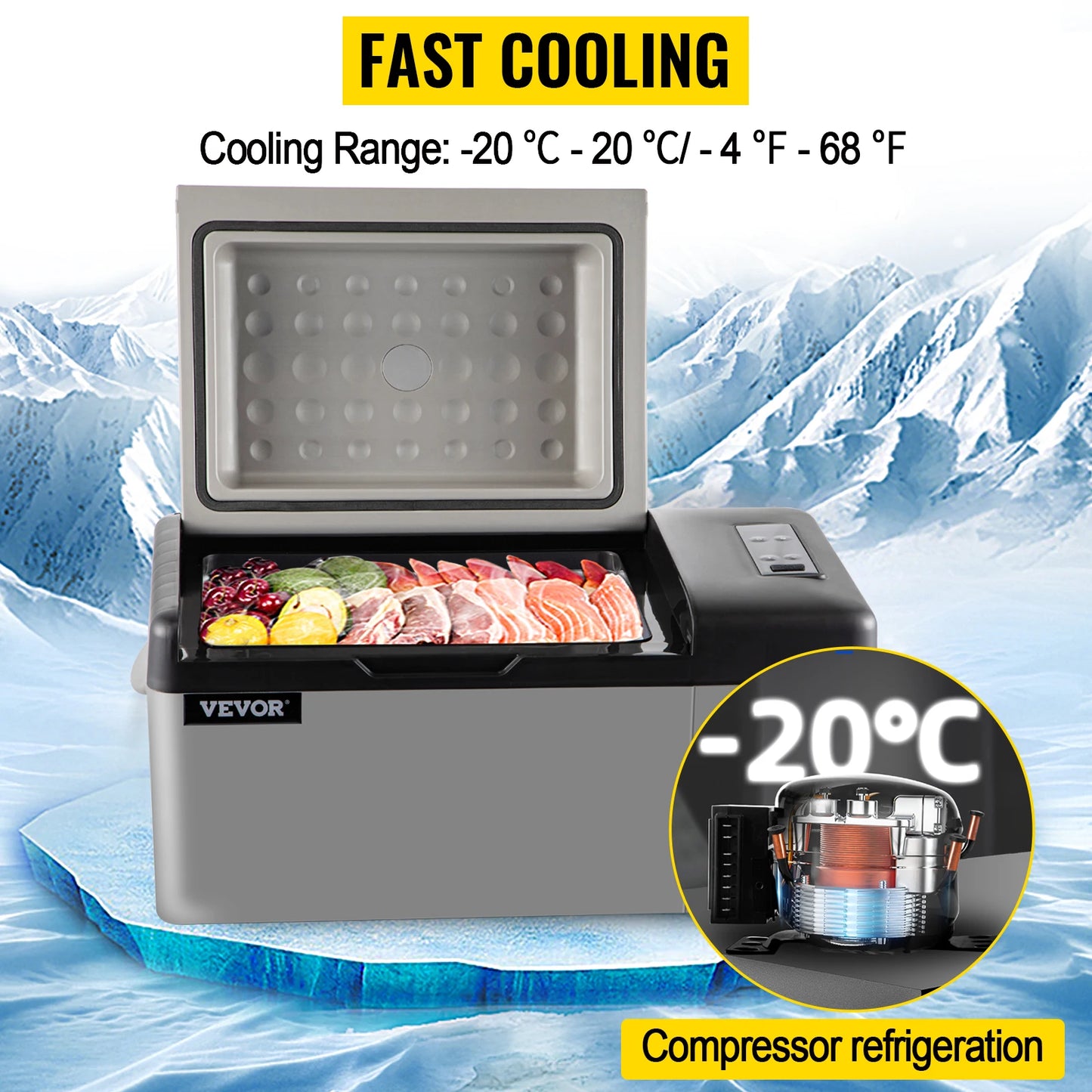SucceBuy 15L - 55L Car Refrigerator Mini Fridge Freezer Portable Compressor Cooler DC 110-240V Ice Box for Camping RV Travel