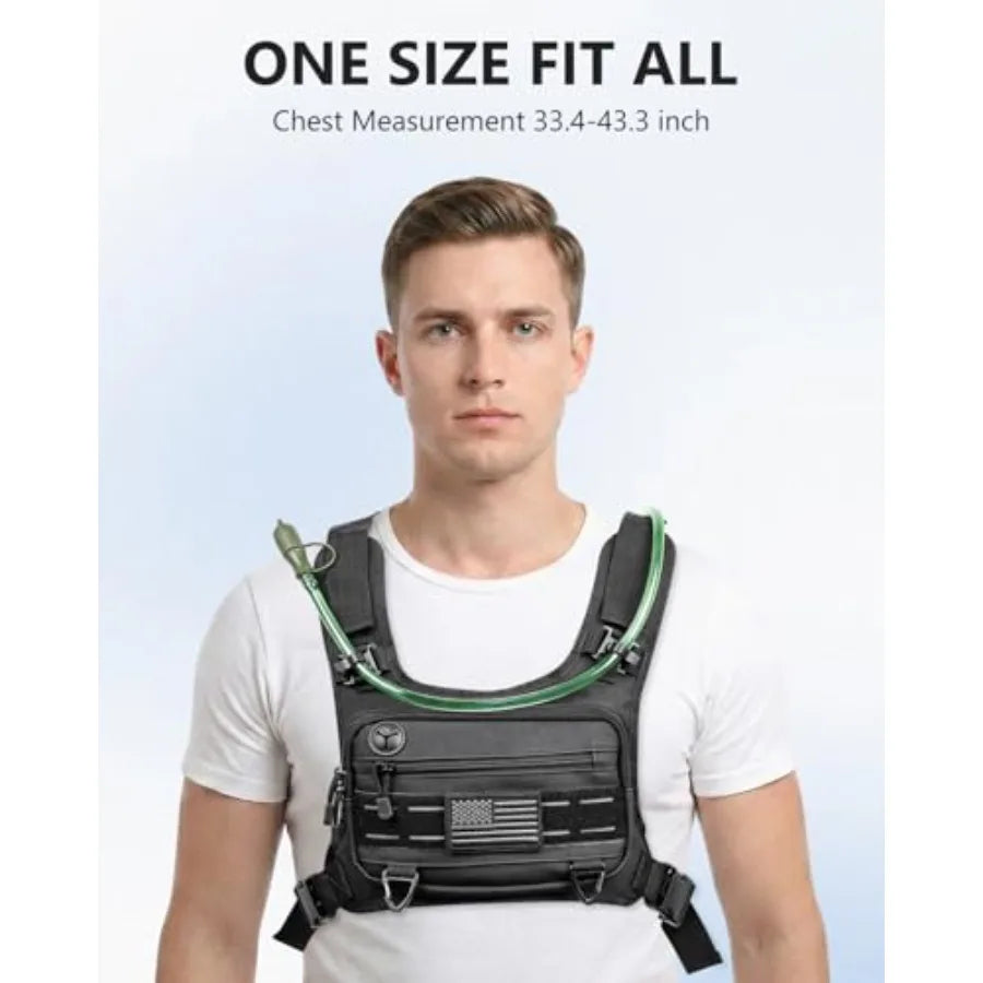 Running Vest with 2L Water Bladder Lightweight Chest Pack Hydration Backpack with Gear Holder Reflective Chest Rig for Men Women