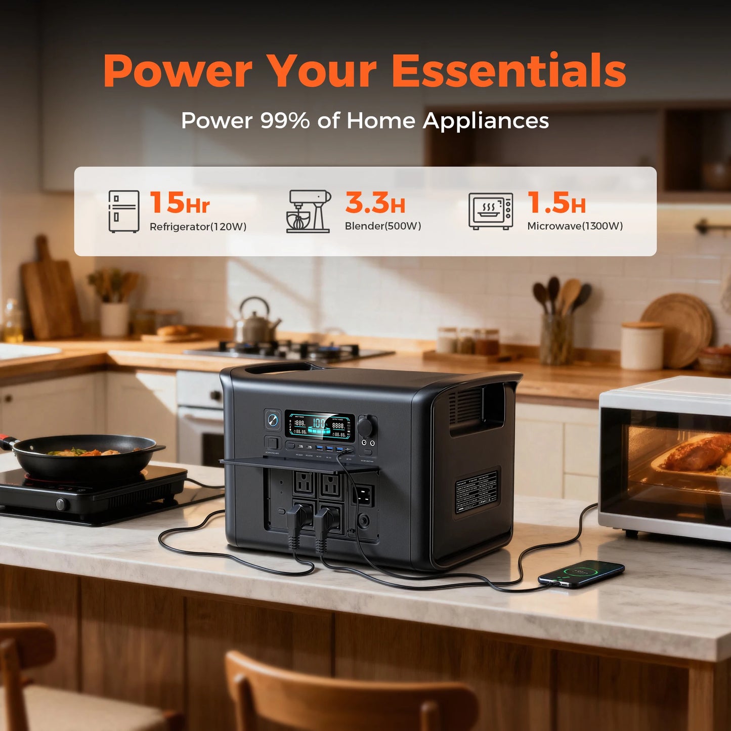 CTOLITY 2400W 200W Power Station Outdoor Camping Portable 2048Wh Solar Generator LiFePO4 Battery 110V 192Wh Power Bank Home Backup Power Supply Emergency Battery