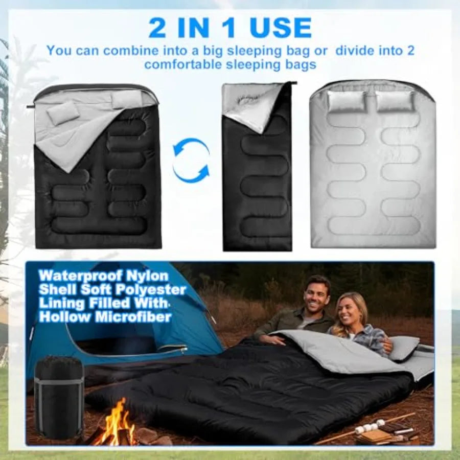 18 Pcs Camping Tent Set for 2-3 Person Include Tent Sleeping Bag Waterproof Camping Tarp Stainless Steel Mess Kit with Mug Bowl