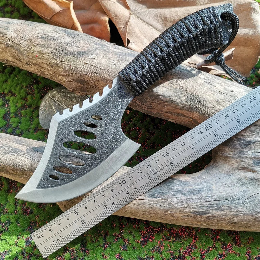 Stainless Steel Survival Hunter Tomahawk Ax: Lightweight Camping Axe with Paracord Handle & Nylon Sheath