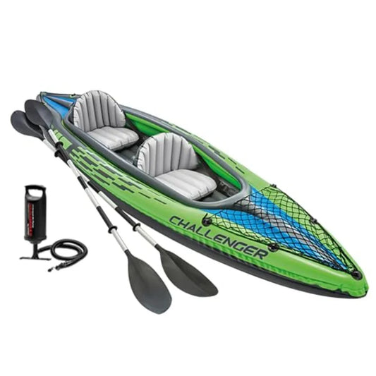 Inflatable Kayak for Outdoor Adventure: SuperStrong PVC Material Blue Color Includes Deluxe Paddles and High-Output Pump Adjust