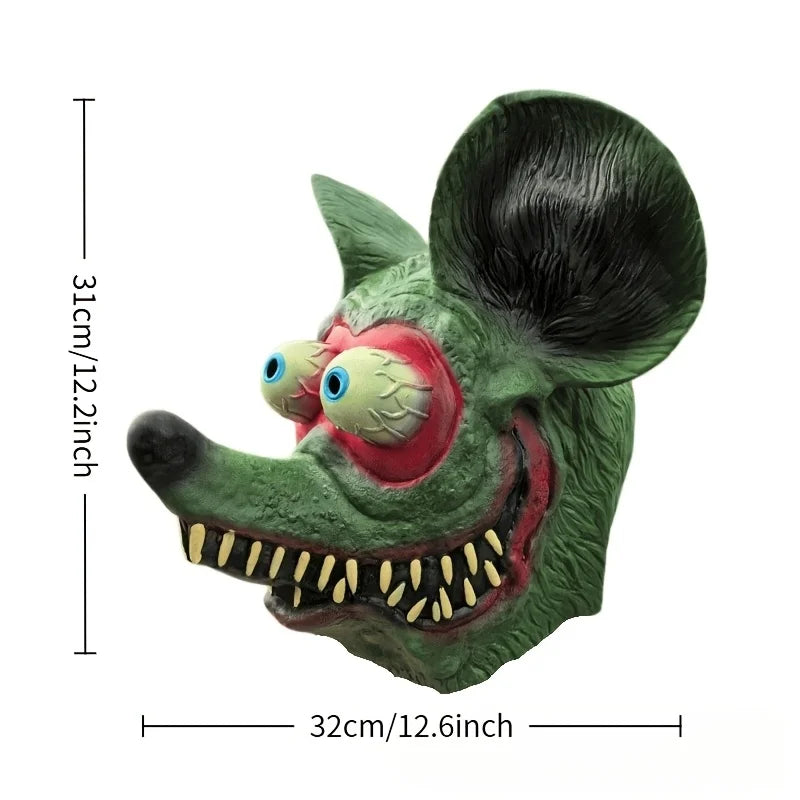 1 Piece Latex Mask, Unisex, Popular Halloween Scary Mask With Fanged Mouse, Animal Headgear Latex COS Funny Monster For Parties