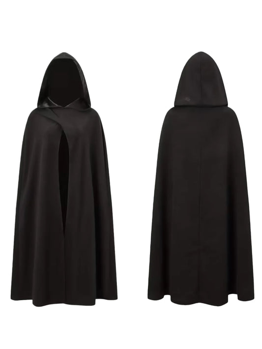 New Halloween Costume Cloak, Fleece Hooded Halloween Cape, Retro Asymmetrical Design Role Play Coat, Party Outfit, Autumn & Winter Clothing Accessory, Cosplay Costume